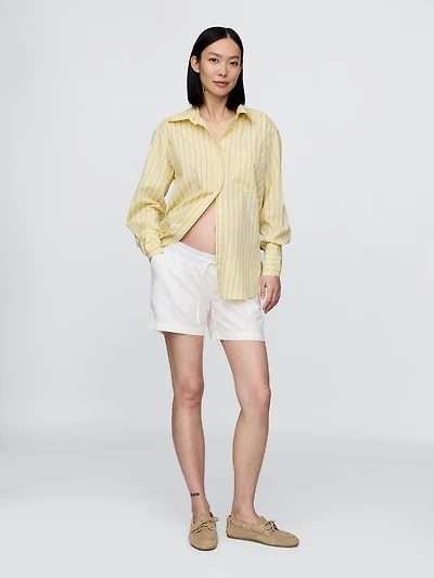 Maternity Under Belly Linen-Cotton Easy Shorts