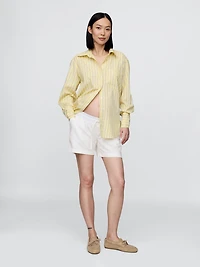 Maternity Under Belly Linen-Cotton Easy Shorts