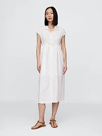 Maternity Linen-Blend Midi Shirtdress