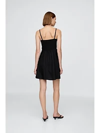 Linen-Blend Shirred Bodice Mini Dress