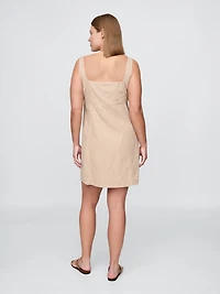 Shirred Button-Front Dress