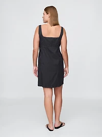 Shirred Button-Front Dress