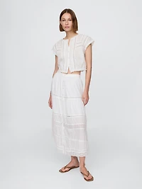 Ruffle Pintuck Crop Top