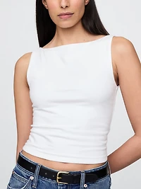CloseKnit Jersey Boatneck Crop Tank Top