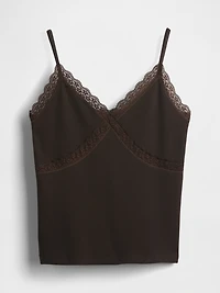 Lace-Trim Waffle-Knit Crop Cami