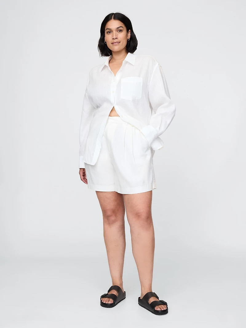 365 High Rise Linen-Blend Shorts