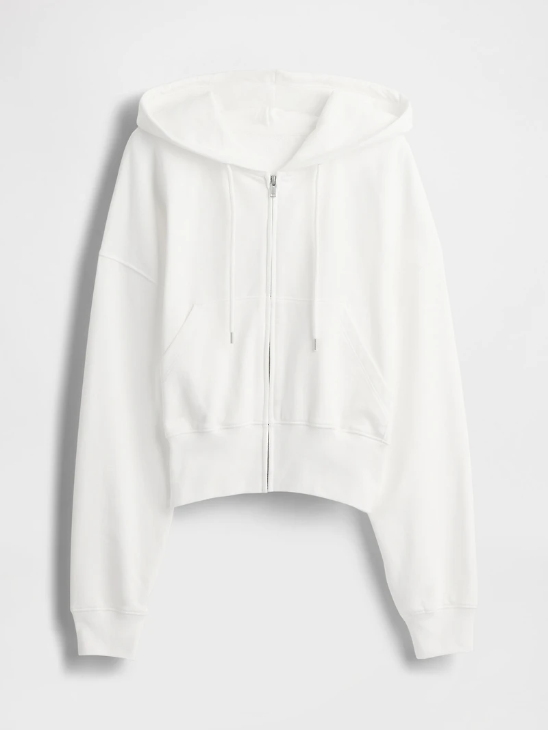 French Terry Oversized Zip Wedge Hoodie