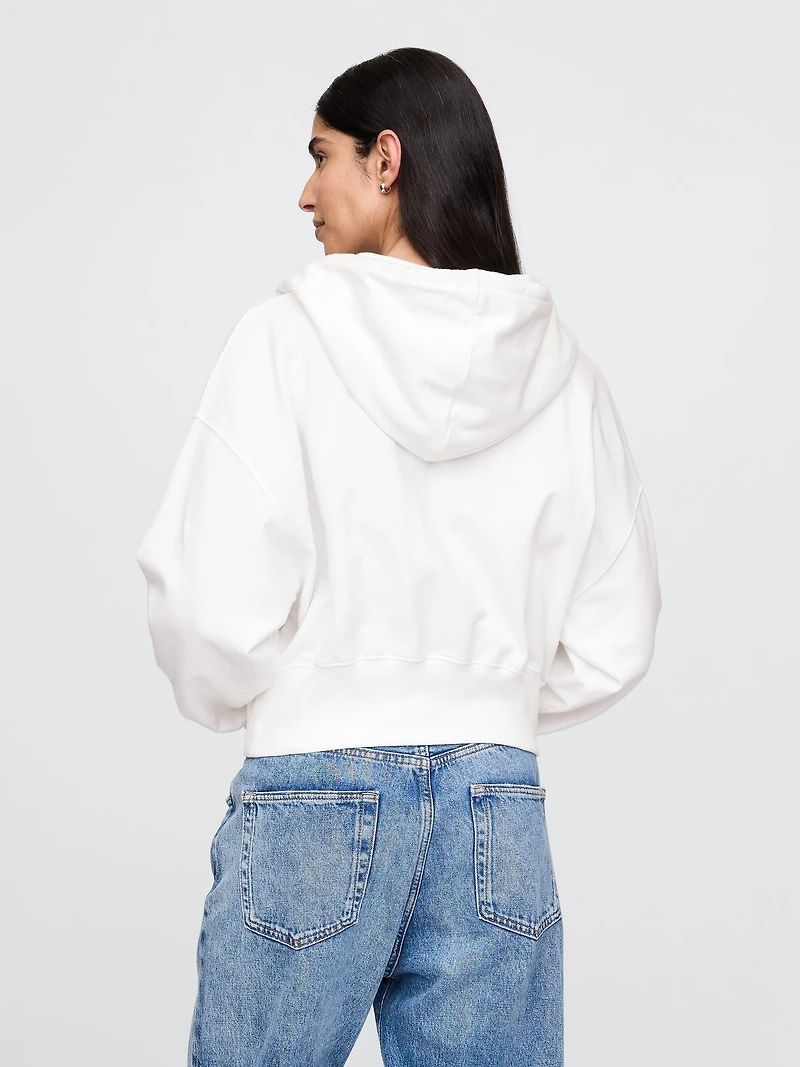 French Terry Oversized Zip Wedge Hoodie