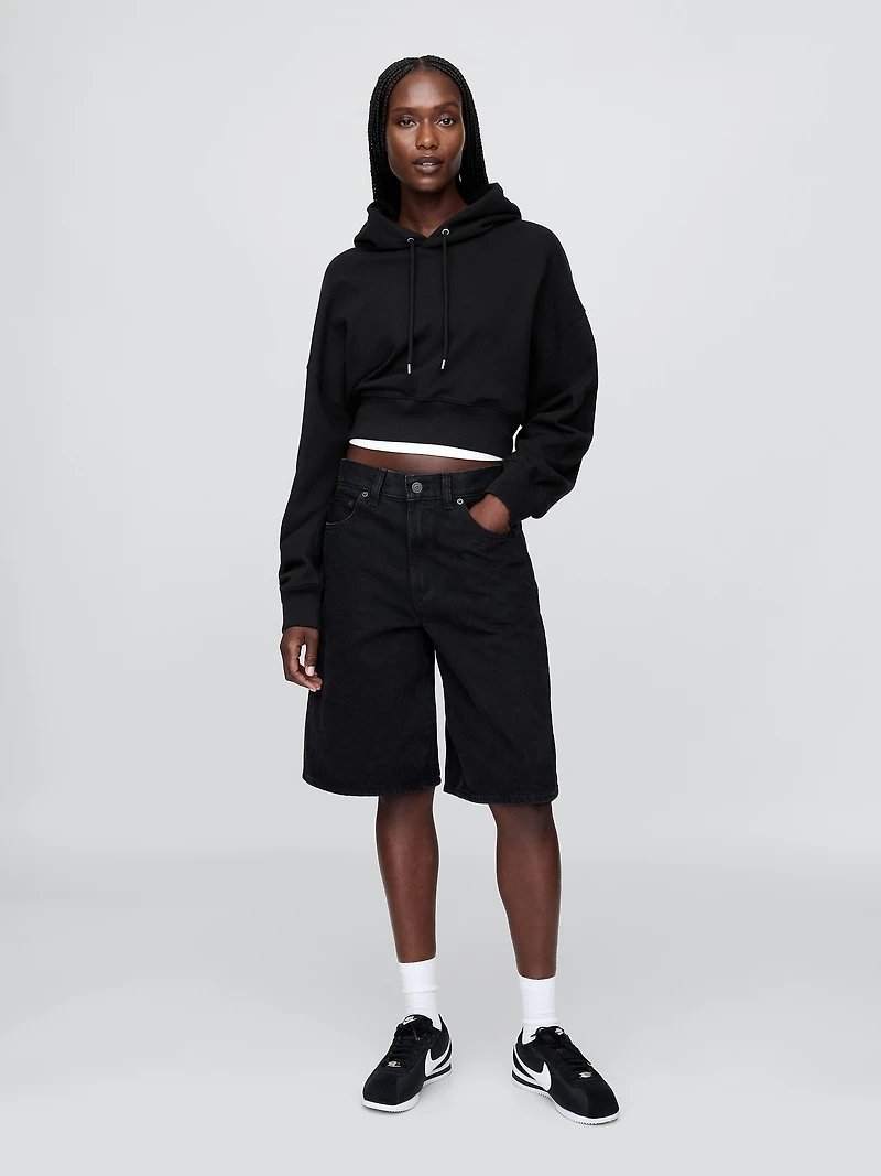 French Terry Oversized Crop Hoodie