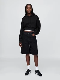 French Terry Oversized Crop Hoodie