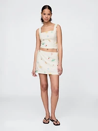 Linen-Blend Crop Top