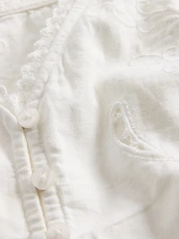 Linen-Blend Eyelet Peplum Top
