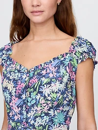 Puff-Sleeve Sweetheart Mini Dress