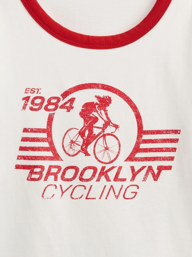 Cotton Jersey Graphic Shrunken T-Shirt