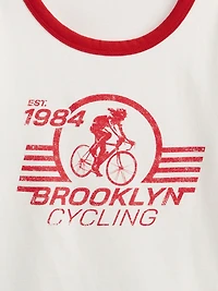 Cotton Jersey Graphic Shrunken T-Shirt