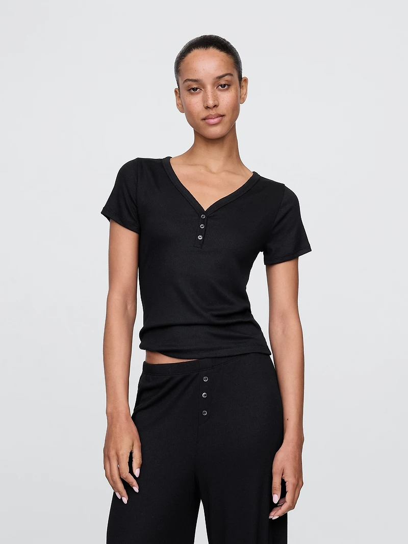 Mini Rib Henley PJ Top