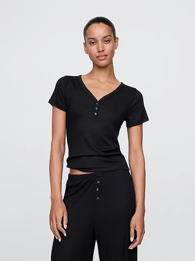 Mini Rib Henley PJ Top