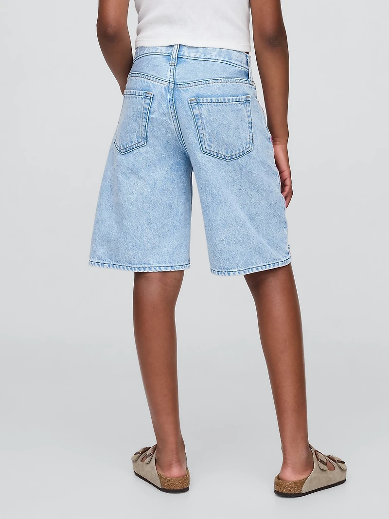 Lilo & Stitch Kids Embroidered Longline Denim Shorts