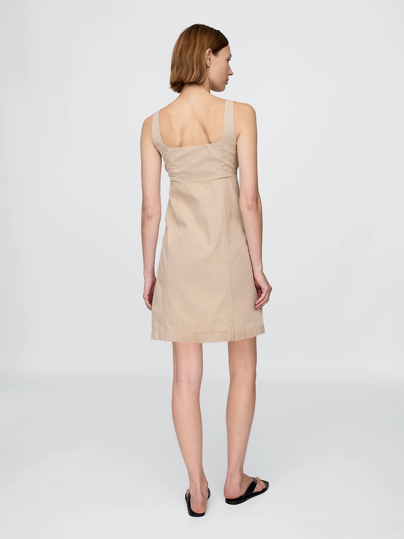Shirred Button-Front Dress