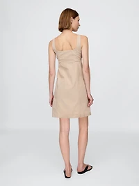 Shirred Button-Front Dress