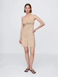 Shirred Button-Front Dress