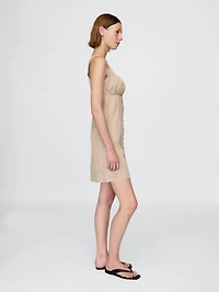 Shirred Button-Front Dress