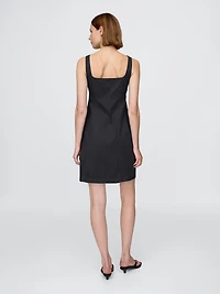 Shirred Button-Front Dress