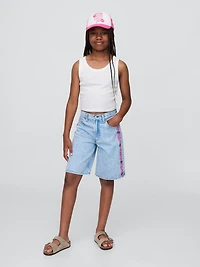 Lilo & Stitch Kids Embroidered Longline Denim Shorts