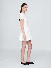 Modern Mixed Media Bubble Mini Dress