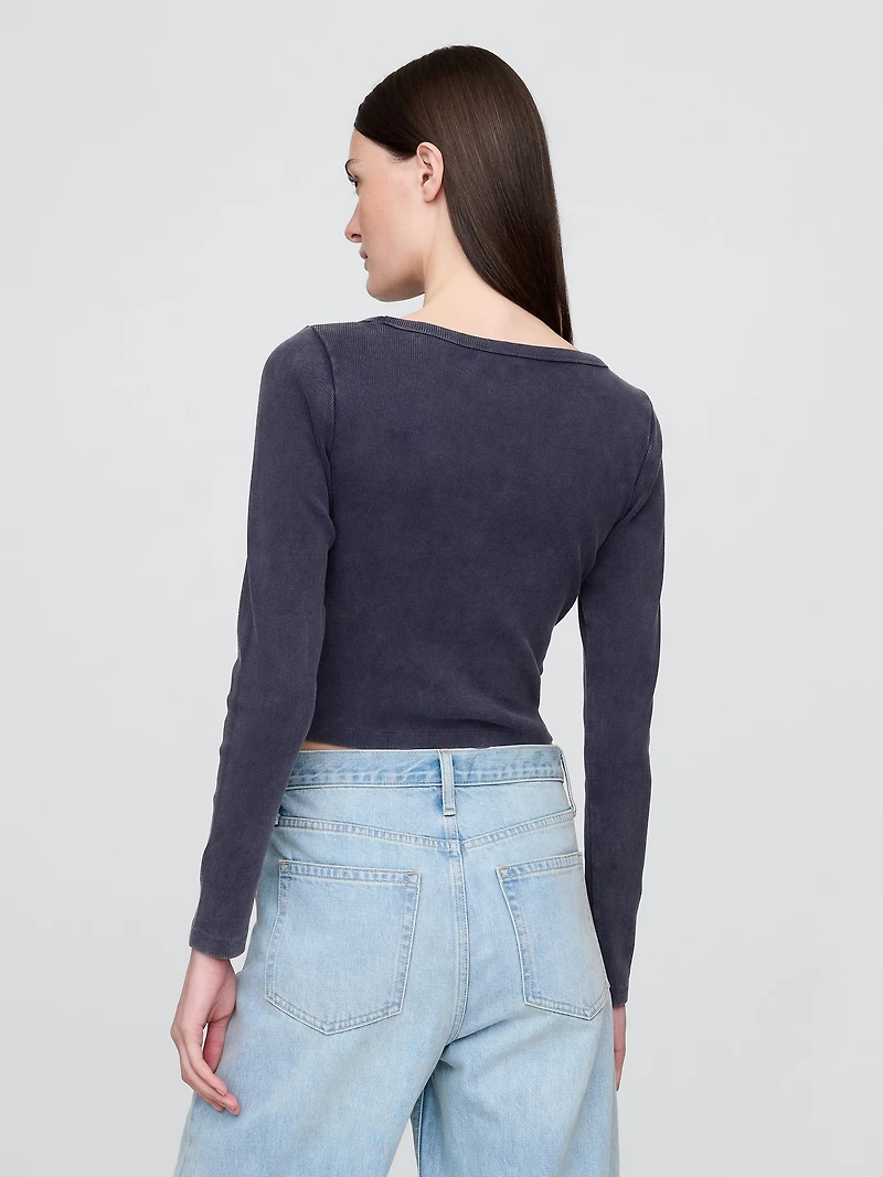 Heavyweight Rib Boatneck Crop T-Shirt