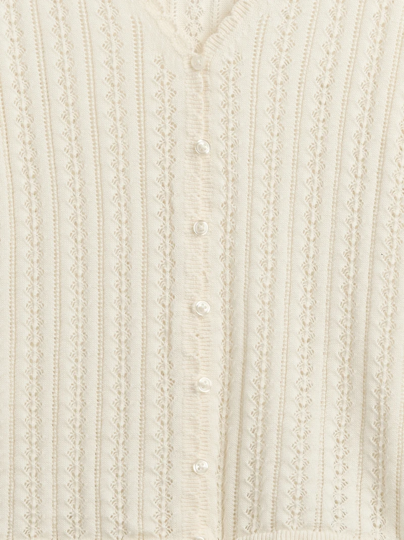 100% Cotton Pointelle Cardigan