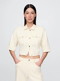 Heavyweight French Terry Denim Crop Jacket
