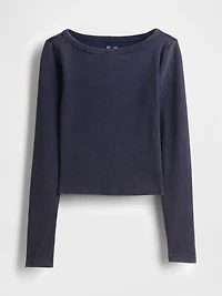 Heavyweight Rib Boatneck Crop T-Shirt