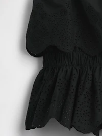 Poplin Eyelet Ruffle Top