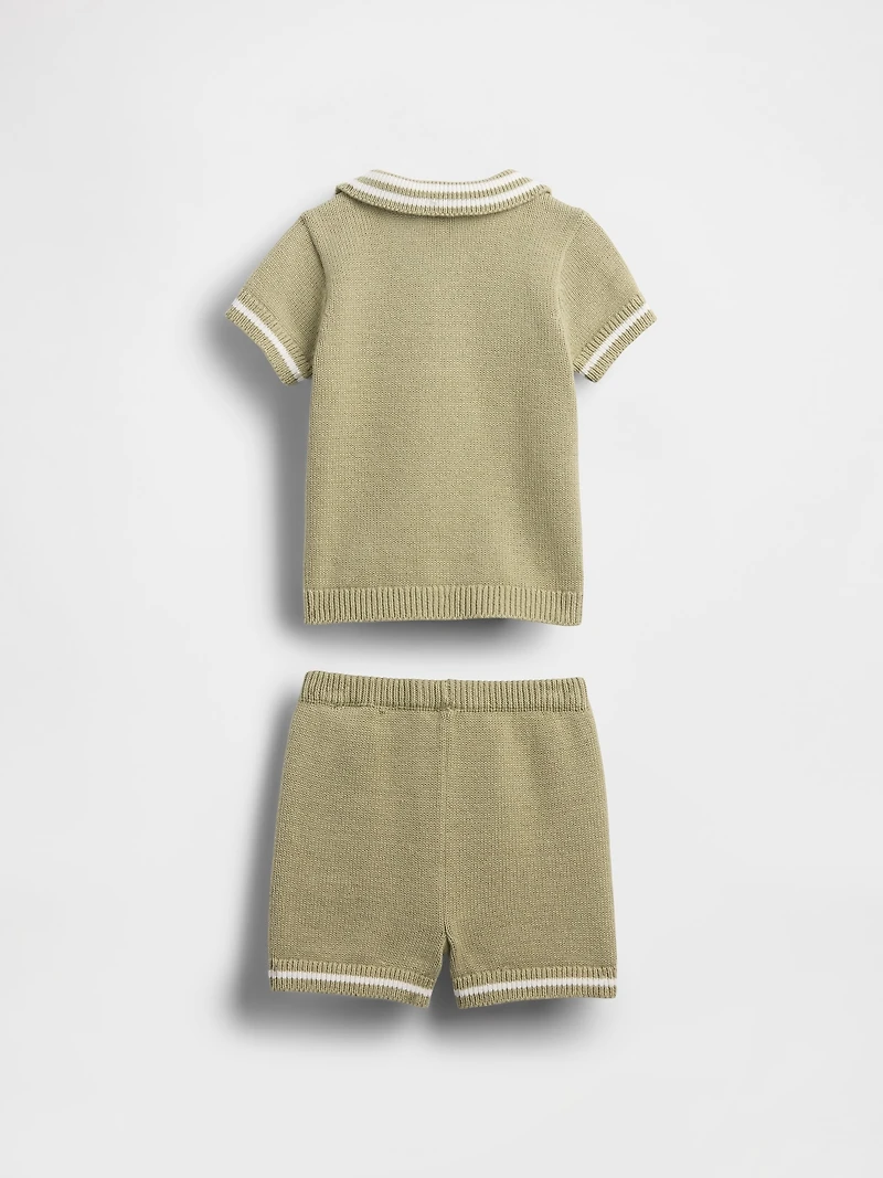 Baby Polo Shirt Sweater Outfit Set