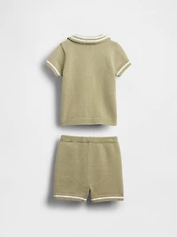 Baby Polo Shirt Sweater Outfit Set