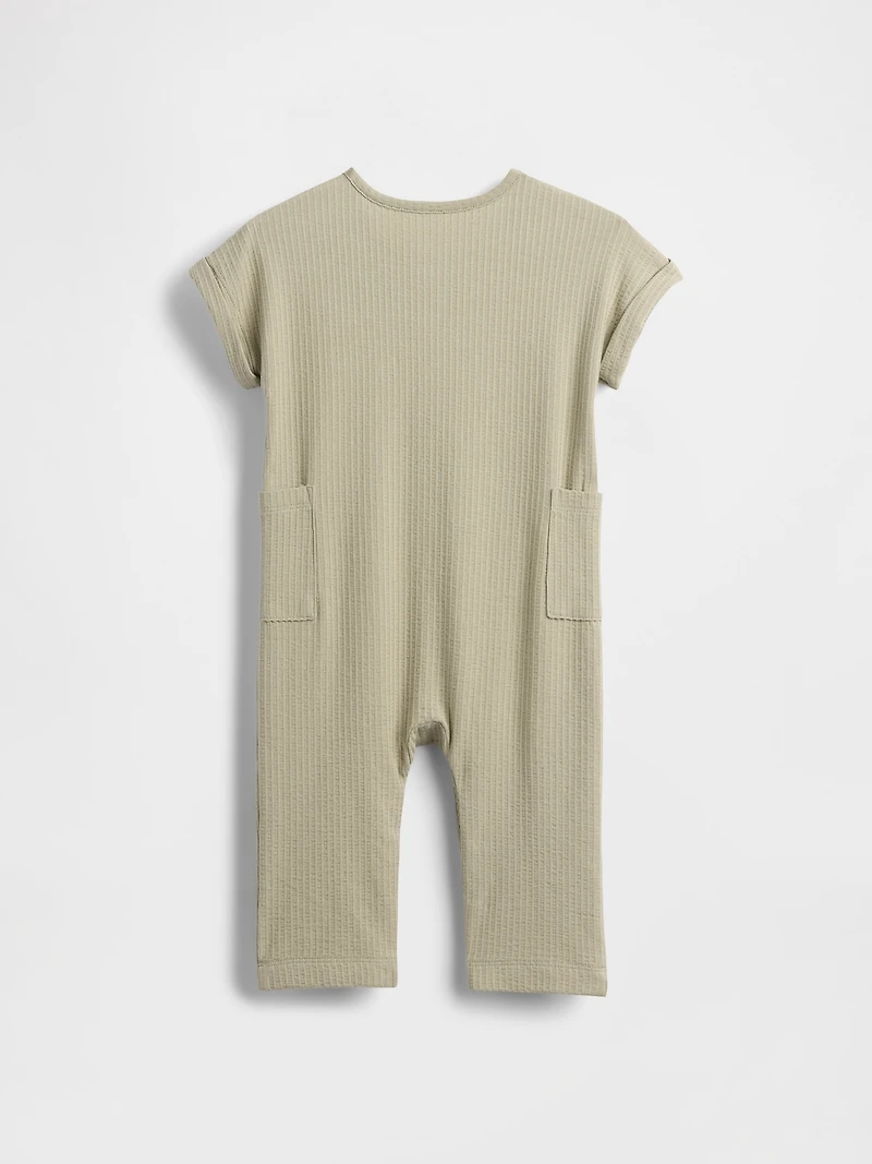 Baby Seersucker Henley Footless One-Piece