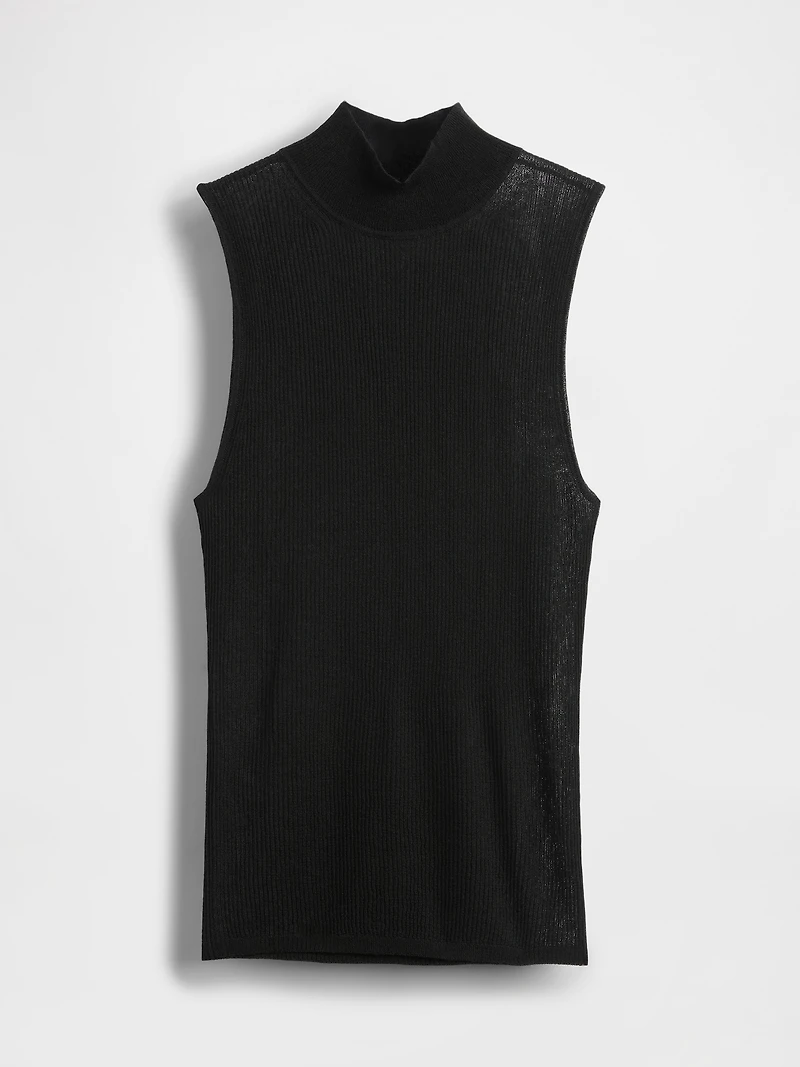 Sheer Rib Mockneck Tank Top
