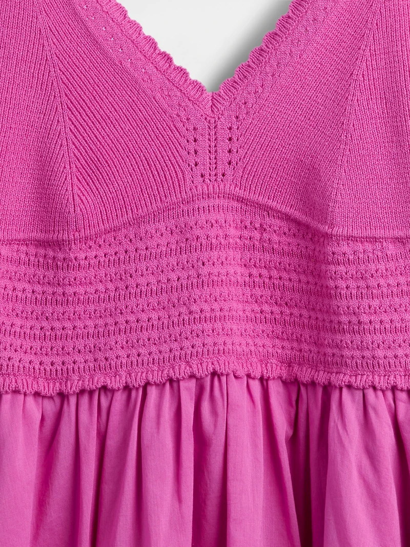 Crochet Mixed Media Mini Dress