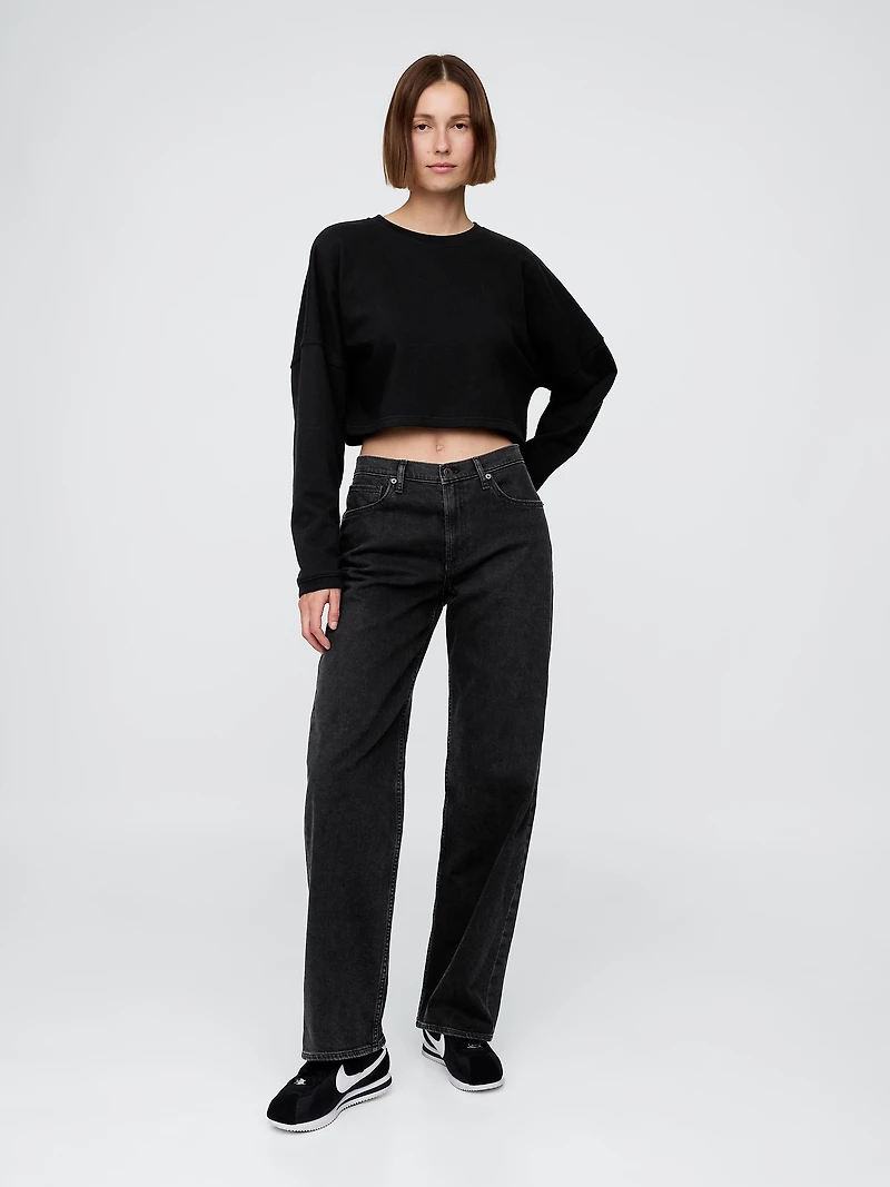 French Terry Oversized Crop Sweatshirt
