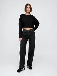 French Terry Oversized Crop Sweatshirt