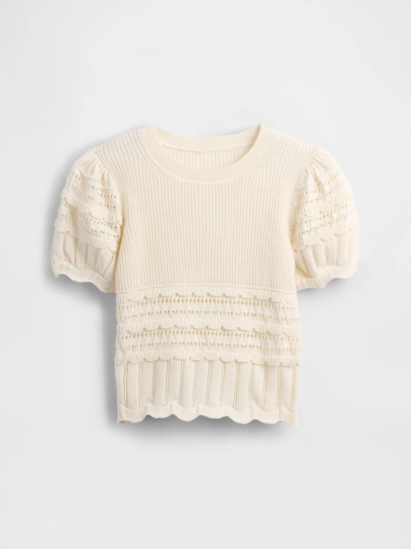 Kids Scalloped Mixed-Stitch Sweater