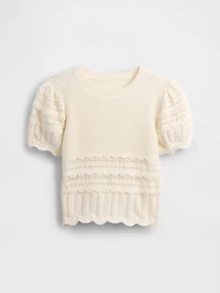 Kids Scalloped Mixed-Stitch Sweater