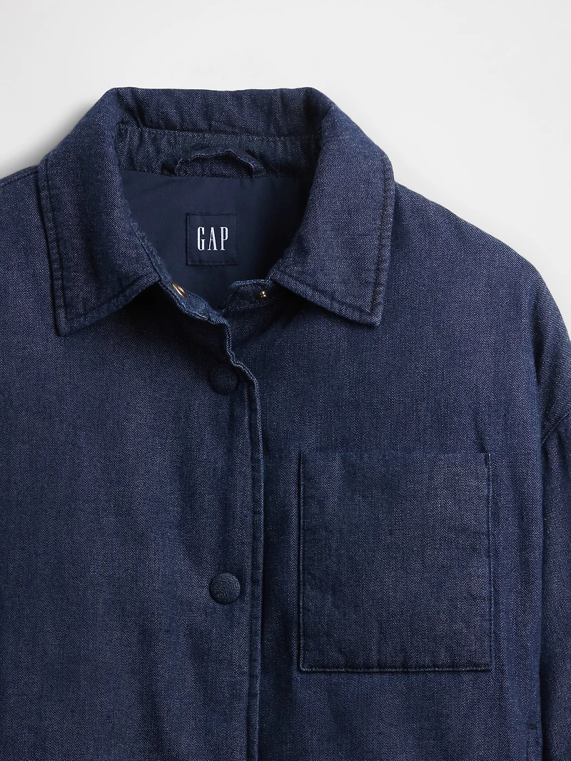 Denim Crop Puffer Jacket