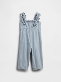 Baby & Toddler Denim Stripe Ruffle Jumpsuit