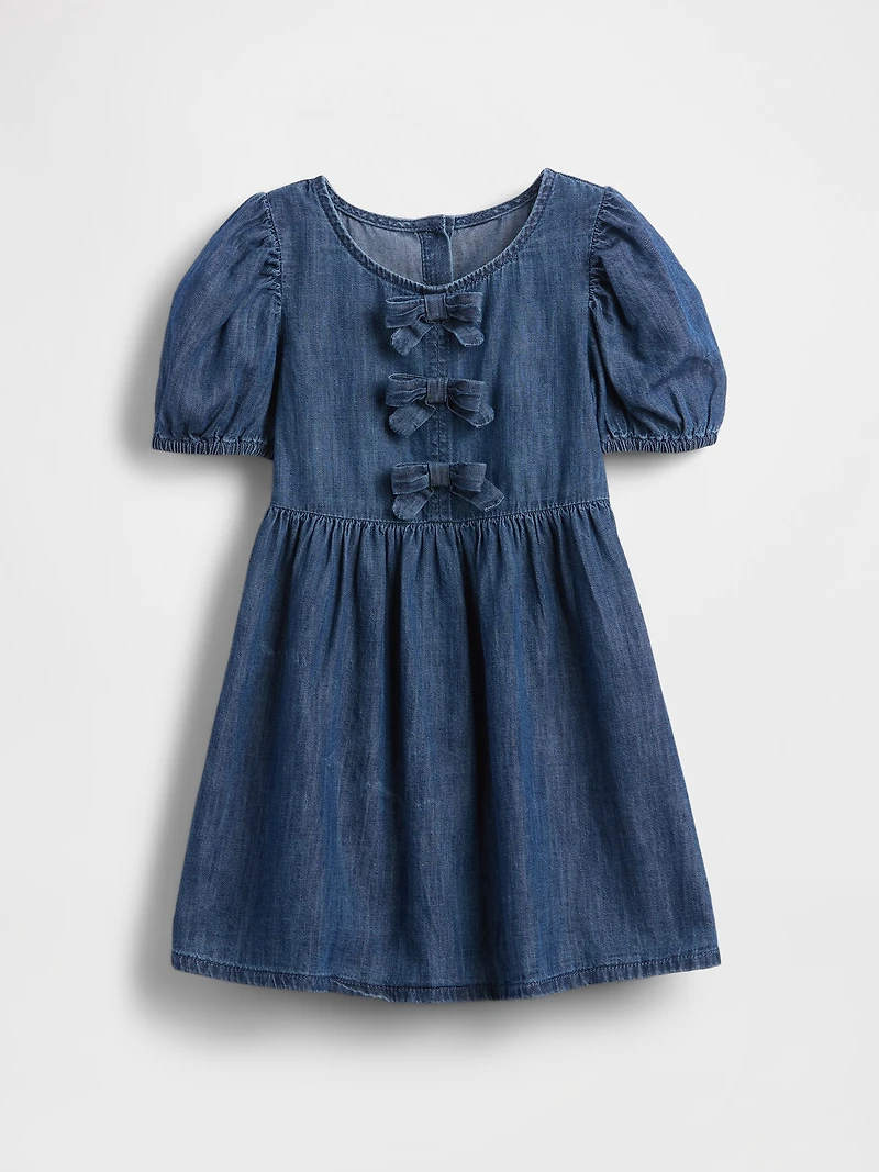 Baby & Toddler Denim Puff-Sleeve Bow Dress