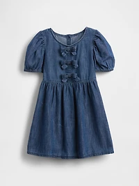 Baby & Toddler Denim Puff-Sleeve Bow Dress