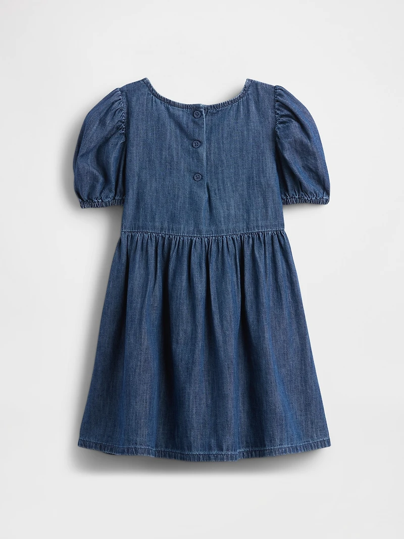 Baby & Toddler Denim Puff-Sleeve Bow Dress