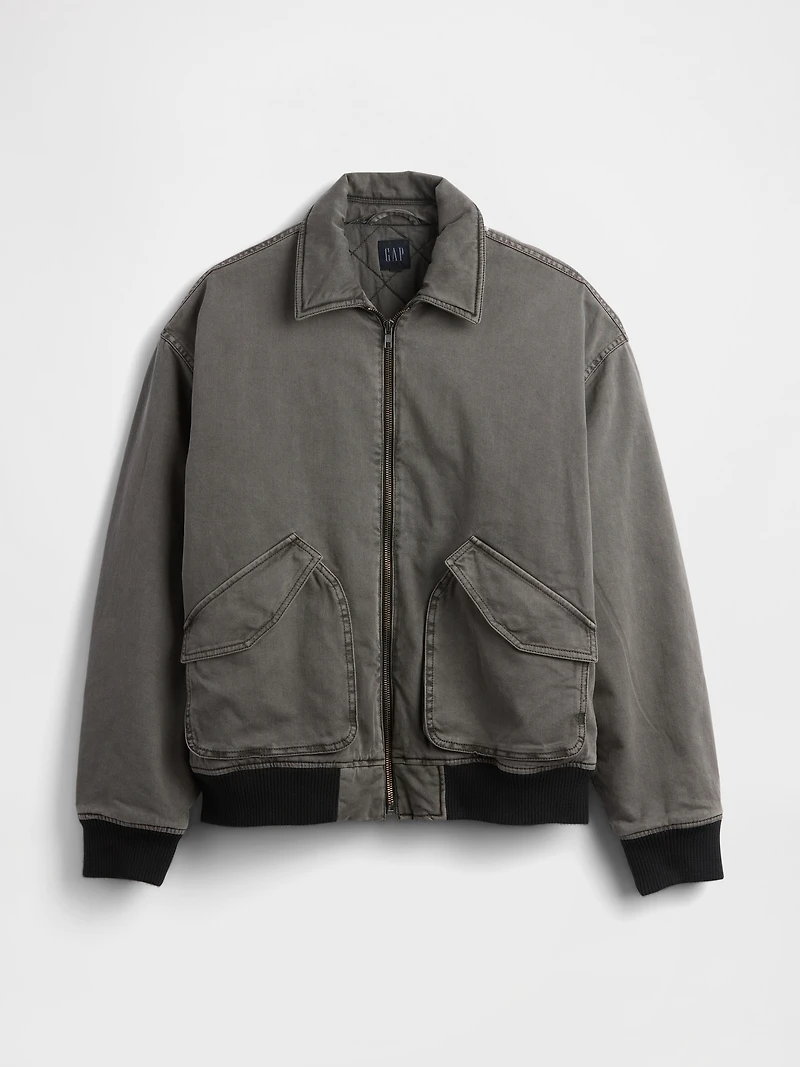 Washed Twill Bomber Jacket