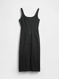 Seamed Button-Front Midi Dress